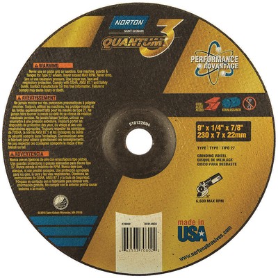 NORTON 66253370802 DepressedGrindWhl,7/8''CN,UnthreadHle 45VH36