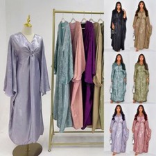 Dubai Women Dress Muslim Loose Robe Arab Party Burqa Islamic Shiny Soft Abaya