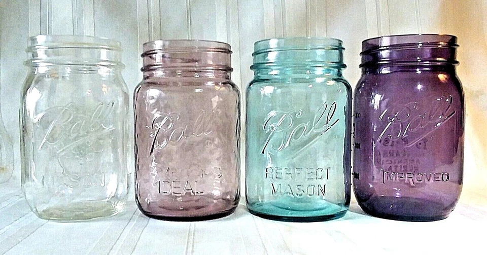 Tarro Ball Mason púrpura azul rosa verde transparente 16 oz PINTA vidrio seguro para enlatar Foto 3 de 4
