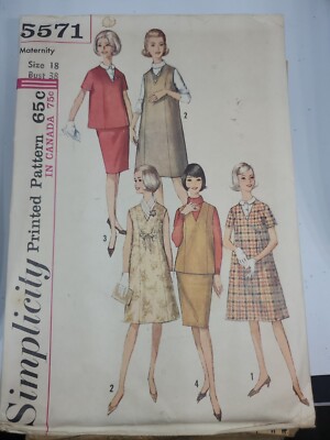 Vintage Maternity Jumper Dress Skirt Top Sz 18 Simplicity Pattern 5571 ff uncut | eBay Vintage Maternity Jumper Dress Skirt Top Sz 18 Simplicity Pattern 5571 ff uncut | eBay