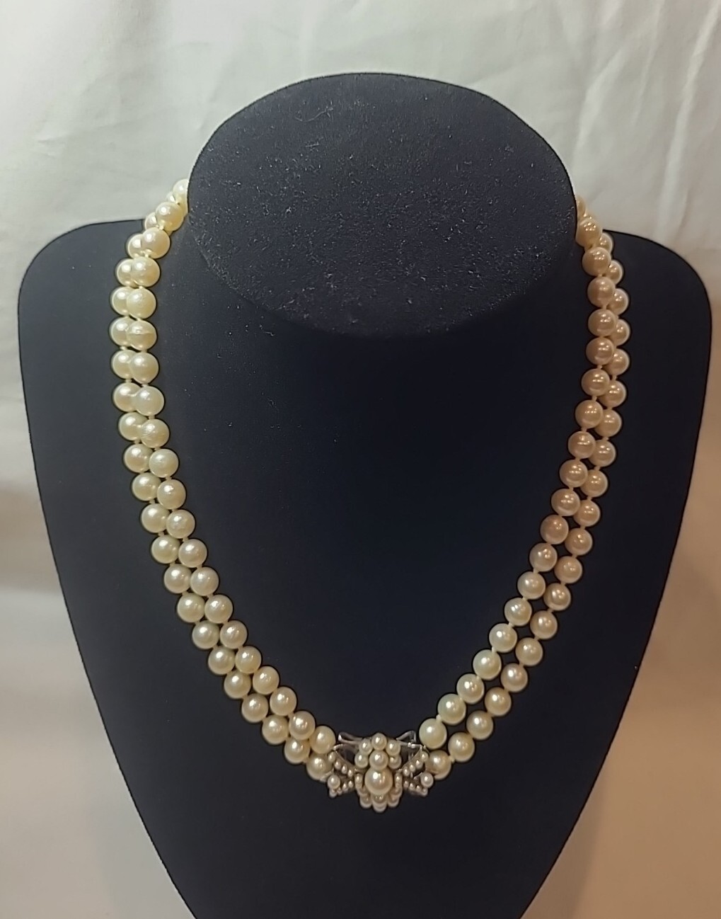 Pearl Sterling Silver Clasp Double Strand Necklace Vintage Appraised eBay