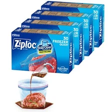 Ziploc Quart Freezer Bags 120 Count with Grip n Seal Technology for Food Storage