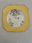 Royal Winton Grimwades 5907 Square 8.75” Plate England Yellow & Gold Rim Flowers