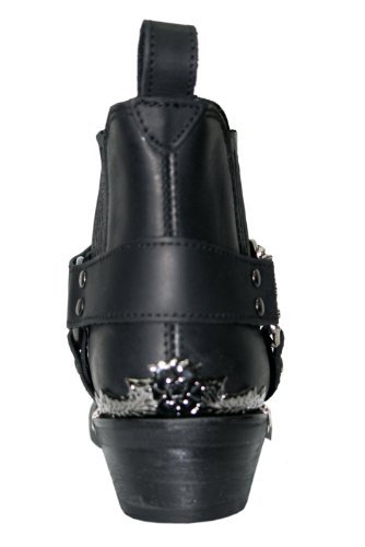 New Grinders Eagle Lo Black Unisex Leather Boot Cowboy Western Bikers High Boots image 6