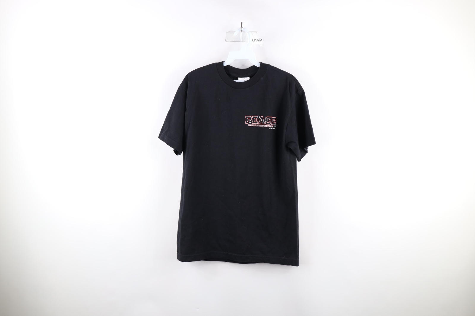 Vintage Mens Medium Faded Spell Out Peace Through… - image 1