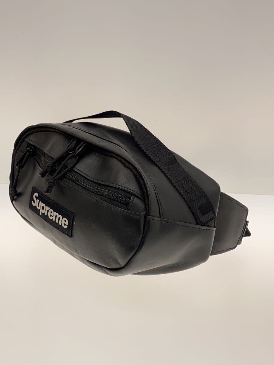 Supreme 23Fw/Leather Waist Bag/Waist Bag/Leather/Blk/Plain Supreme 23Fw/Leather Waist Bag/Waist Bag/Leather/Blk/Plain