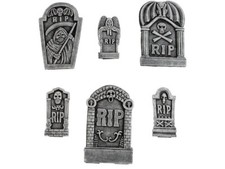 Halloween Cemetery Decor 6 Grim Reaper RIP Tombstones Graveyard Props Set Foam