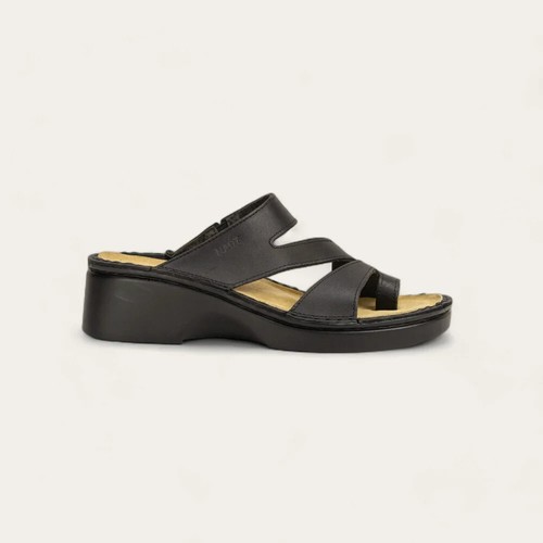 NEW $170 SZ 7 - 7.5 NAOT Women's Monterey Wedge Sandal BLACK MATT LEATHER - Picture 7 of 14