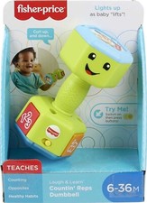 Fisher-Price Laugh  Learn Countin' Reps Dumbbell Rattle Light Up Music 6-36M
