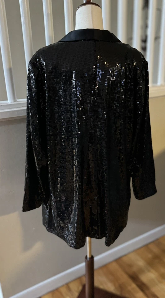 Lisa Rinna Collection Sequin Blazer Black Sz 22W - Image 2 of 4
