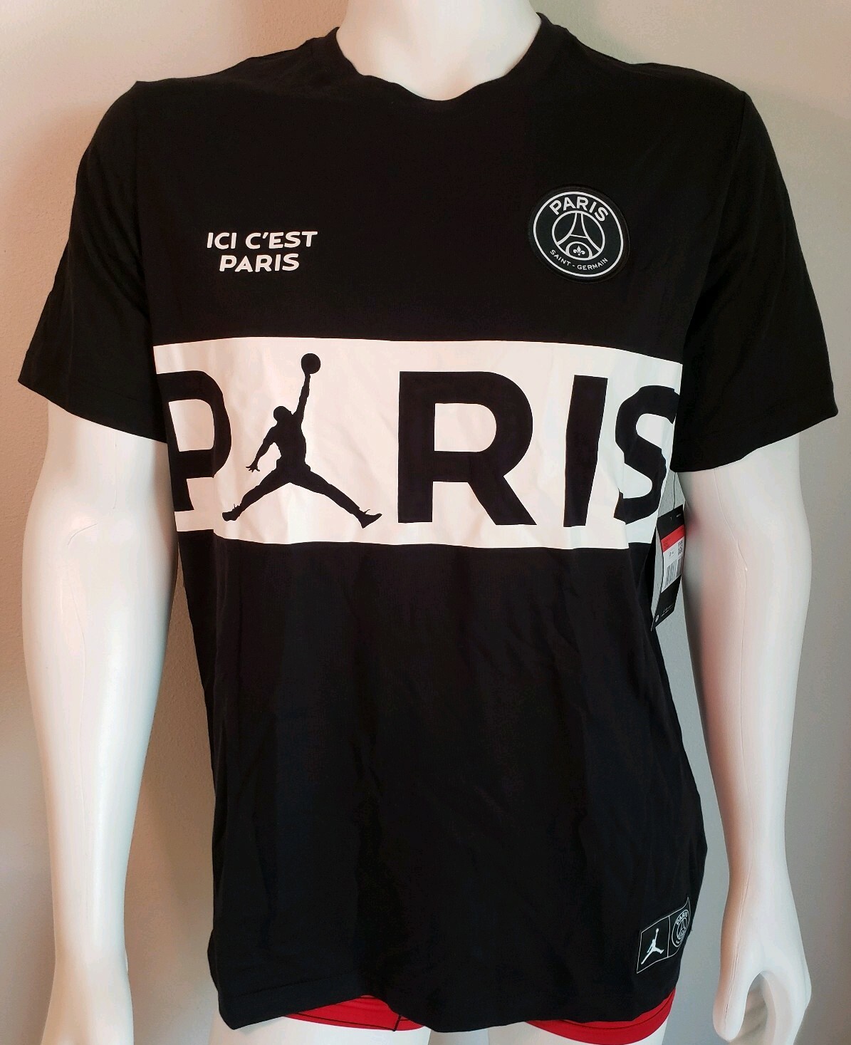 Nike Mens T Shirt Sz L Jordan X Psg Paris St Germain Black Ici C Est Paris Scott For Sale Online