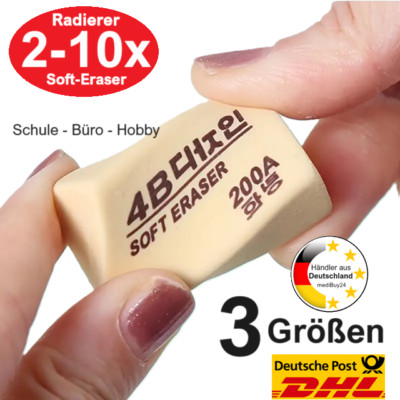 Radiergummi Radierer Soft Eraser Groß Mittel Klein 50-100-200A Schule Büro Hobby
