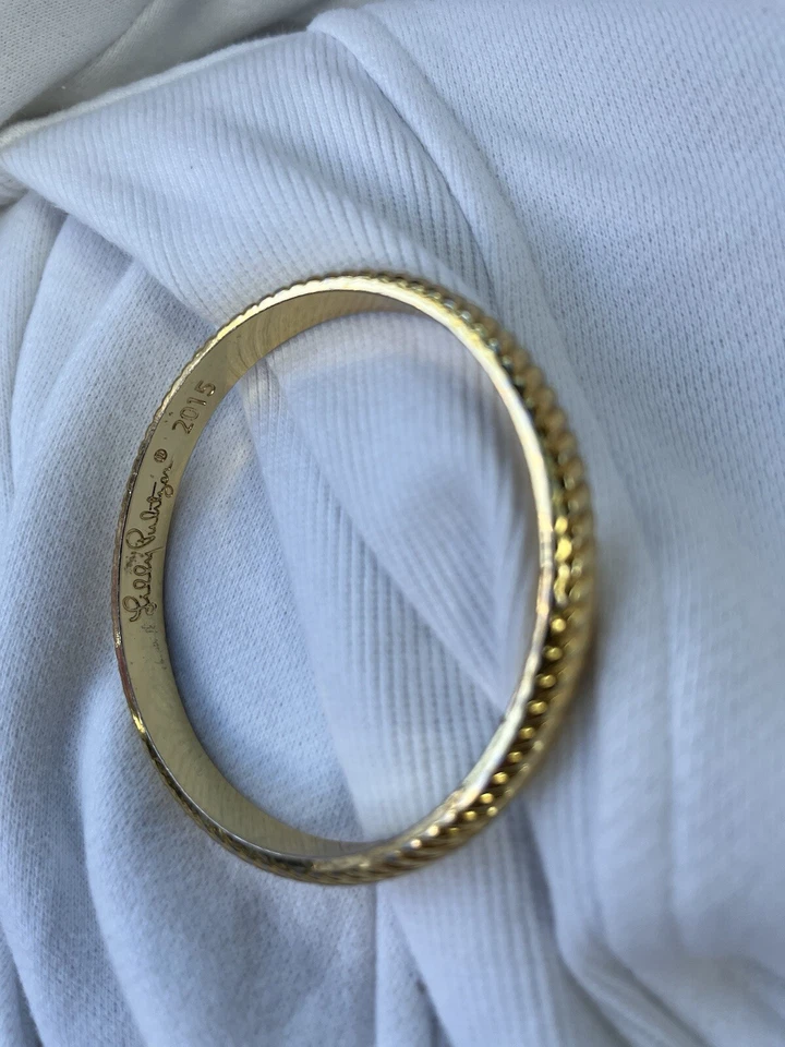 LILLY PULITZER Signed 2015 Yellow Gold Tone "Jungle" Collection Bangle Bracelet - Image 3 of 4