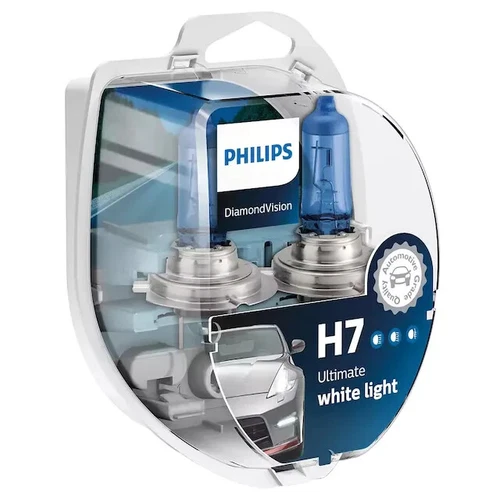 H7 PHILIPS Diamond Vision 5000K Ultimate White Light Bulbs Globe Genuine
