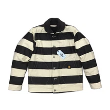 BOB DONG US Navy N1 Deck Jacket Retro Prison Striped Jacket Winter Fleece Coats