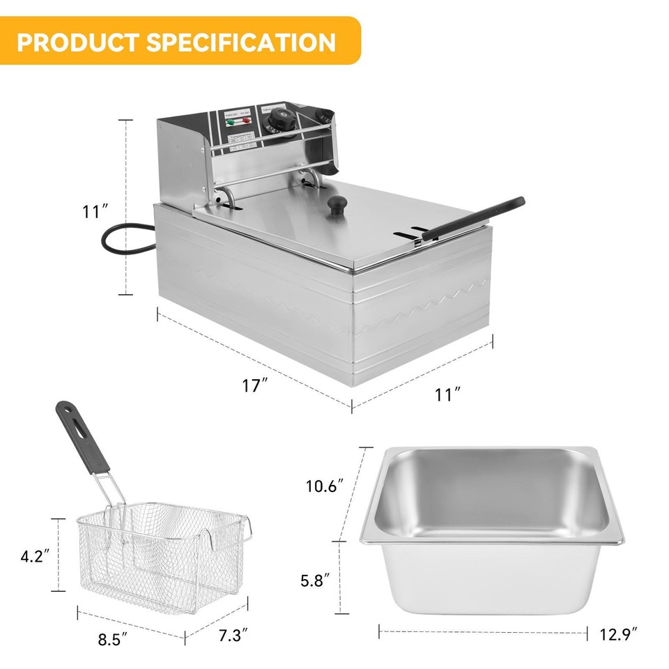 6L Electric Deep Fryer Commercial Kitchen Fry Basket Gas Oil Cooker eBay