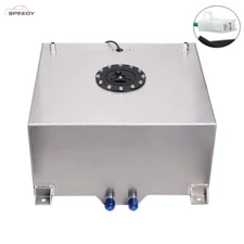8 Gal Fuel Cell Gas Tank Aluminum Polished Racing Street with Level Sender Silve