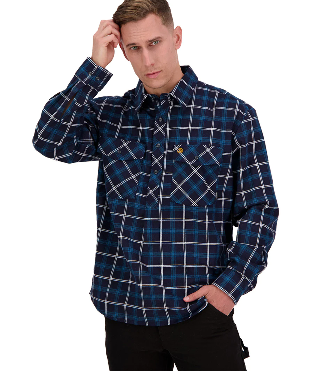 Swanndri Egmont Half Button Flannelette Shirt Twin Pack Artic
