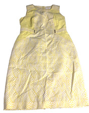 Calvin Klein brocade sheath dress career work classy dress size 10 yellow EUC