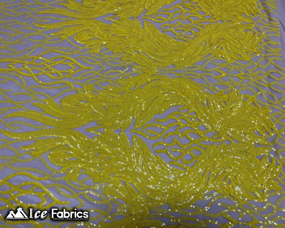 Tela de lentejuelas de malla elástica de 4 vías amarilla sobre nude por yarda/tela de encaje (LV) Foto 4 de 4