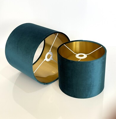 Neu Luxus Glamour Samt Lampenschirm Pendelleuchte Schirm Metallfutter TEAL