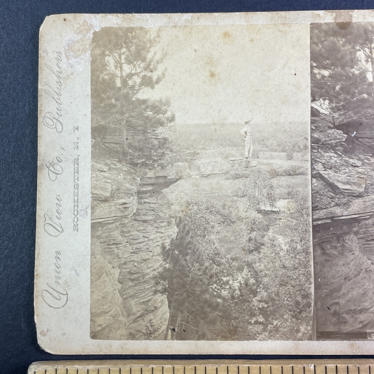 ディスイズザウェイページ Stand Rock Wisconsin Dells Stereoview Union View Co Antique c1880