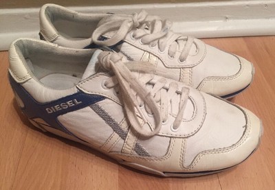 diesel white leather sneakers