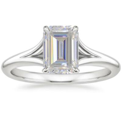 3ct Simulated Diamond Solitaire Ring White Gold Plated Twisted Split Shank