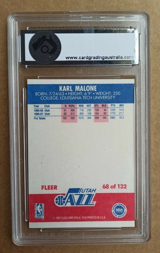 Karl Malone Fleer 1987/1988 - NBA Basketball Card #68 - CGA 7 NM not PSA - Picture 2 of 2