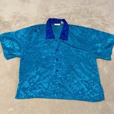 Vintage Victoria's Secret Gold Label Blue Satin Night Shirt Women's Size Small