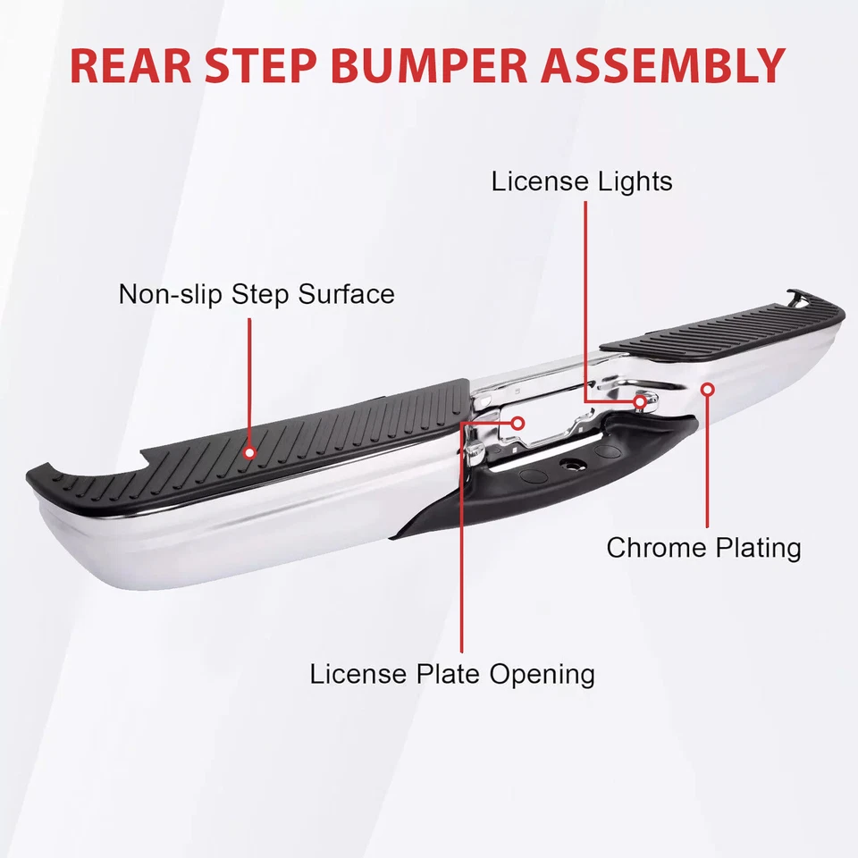 Conjunto de parachoques trasero cromado para Ford F-150 1997-2004/F-250 1997-2003 Foto 3 de 4