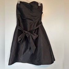 ALFRED SUNG Black One Shoulder Tie Front Cocktail Dress