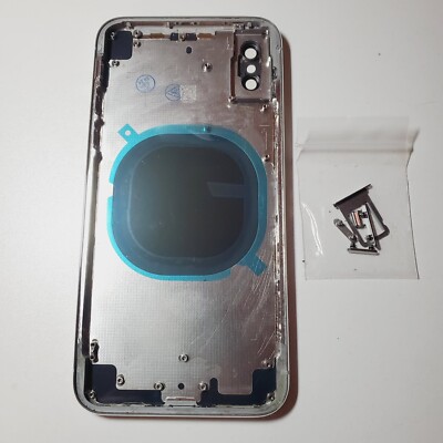 Apple iPhone X Oem Silver Housing Back Glass Frame Battery Door