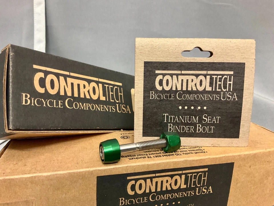 Vintage NOS original Controltech USA TITANIUM SEAT BINDER BOLT rare green color - Image 4 of 4