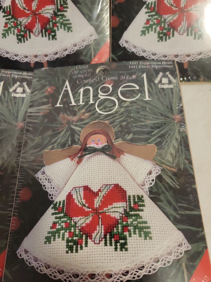 Juego de 5 adornos de ángel punto de cruz contados de Navidad "1441" Foto 3 de 4