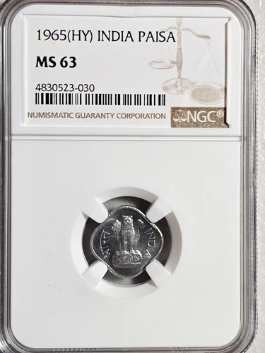 India 1 Paisa 1965HY NGC MS 63