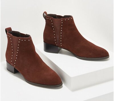 Isaac Mizrahi Live! Studded Ankle Bootie-Coffee