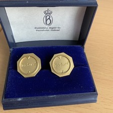 925 Silver Tri-Sure Gold On Silver Overlay Hallmarked Cufflinks/ Holland/ Boxed.
