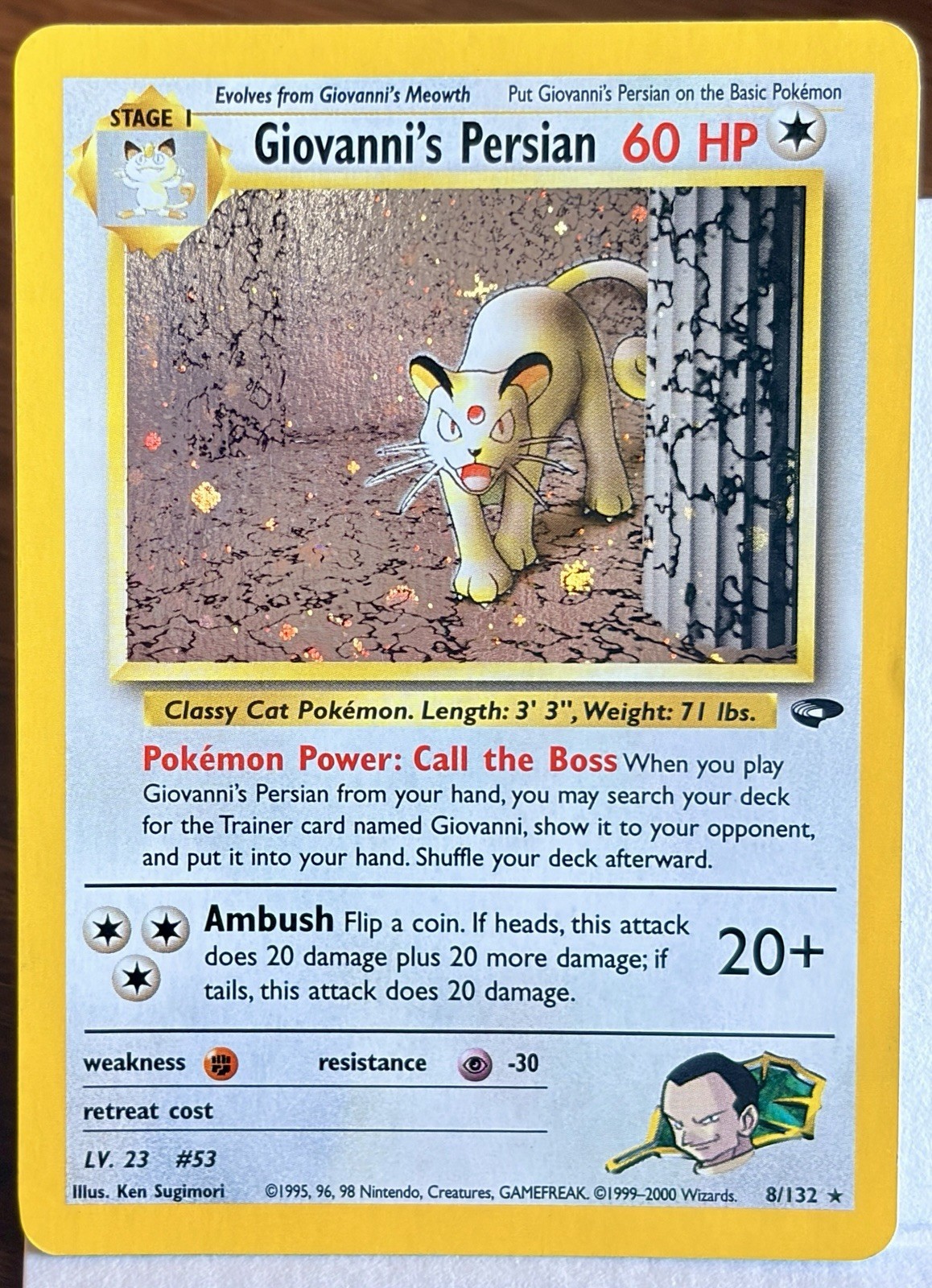 Giovanni's Persian 8/132 Gym Challenge Holo Rare