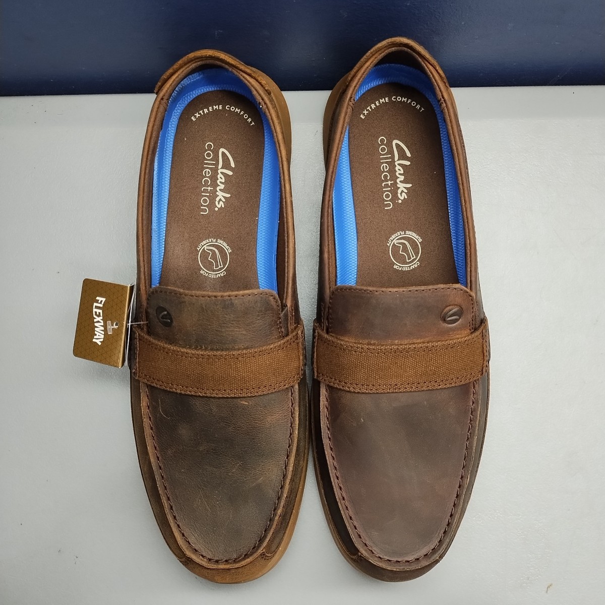 Clarks Flexway Band Loafers Mens US 10.5M Brown Leather  display picture 1
