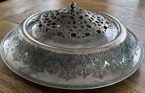  Flower Arranging Frog Antique 1920s Halloware Silverplate Dish Wilcox Silver Co