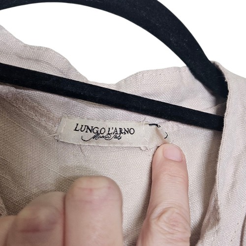 Lungo L'Arno Made In Italy Linen Tunic Top Neutral Beige Women's L Lagenlook - Picture 3 of 8
