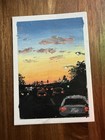 ACEO Original Oil Pastel Art Painting Sunset Sky Landscape Cars Traffic 2.5x3.5 — photo 2