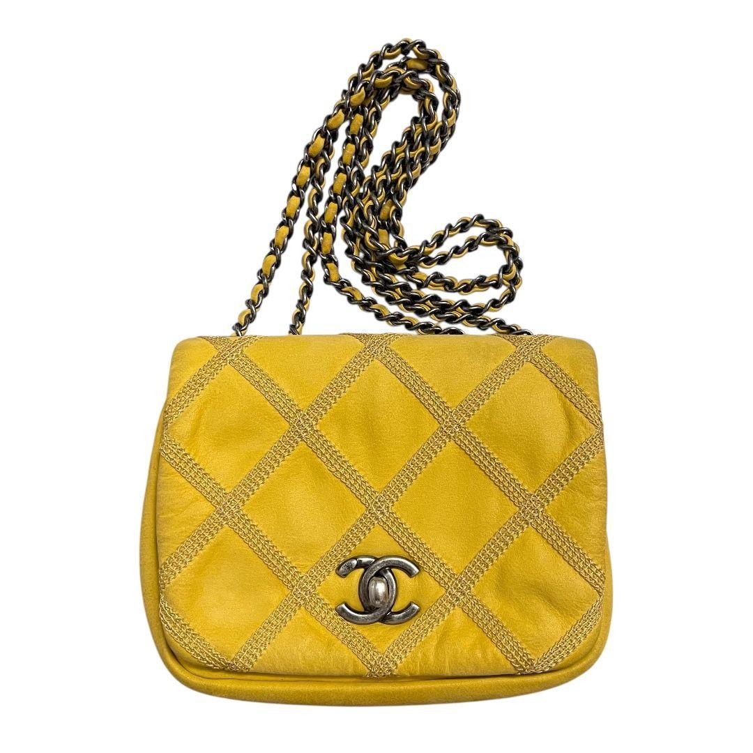 CHANEL Matelasse Coated Canvas Double Chain Flap Bag PG4AKC