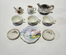 Lot of 9 Minature Porcelain Tea Set Pieces Made In Japan Mixed Patterns READ 