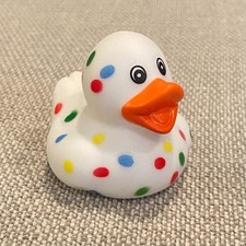 Mini White Rubber Duck Polka Rainbow Dots Confetti Classic Floating 2" Bath Toy
