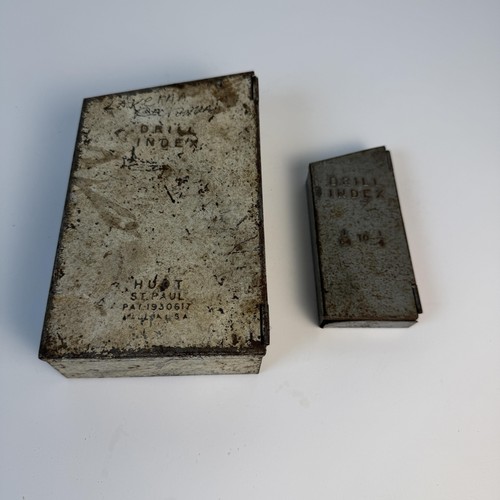 Vintage Huot Drill Index Tool Box Lot Of 2 St Paul USA Metal Gray Steel Storage