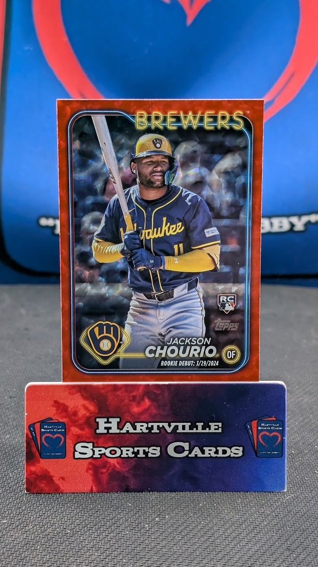2024 Topps Update - Rookie Debut Jackson Chourio #US155 Red Crackle /199