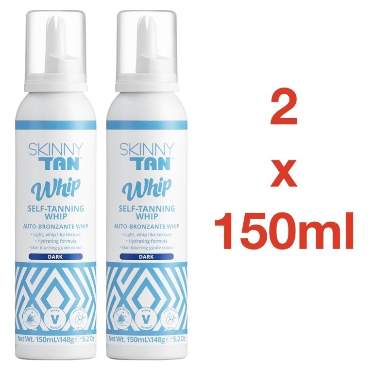 Skinny Tan Whip Dark Mousse - Instant Fake Tan for Streak Free, Radiant & Natural Glow, Cruelty-Free, Paraben Free & Vegan Skincare with Coconut & Vanilla Aroma - Dark Self Tan, 150ml - Image 3