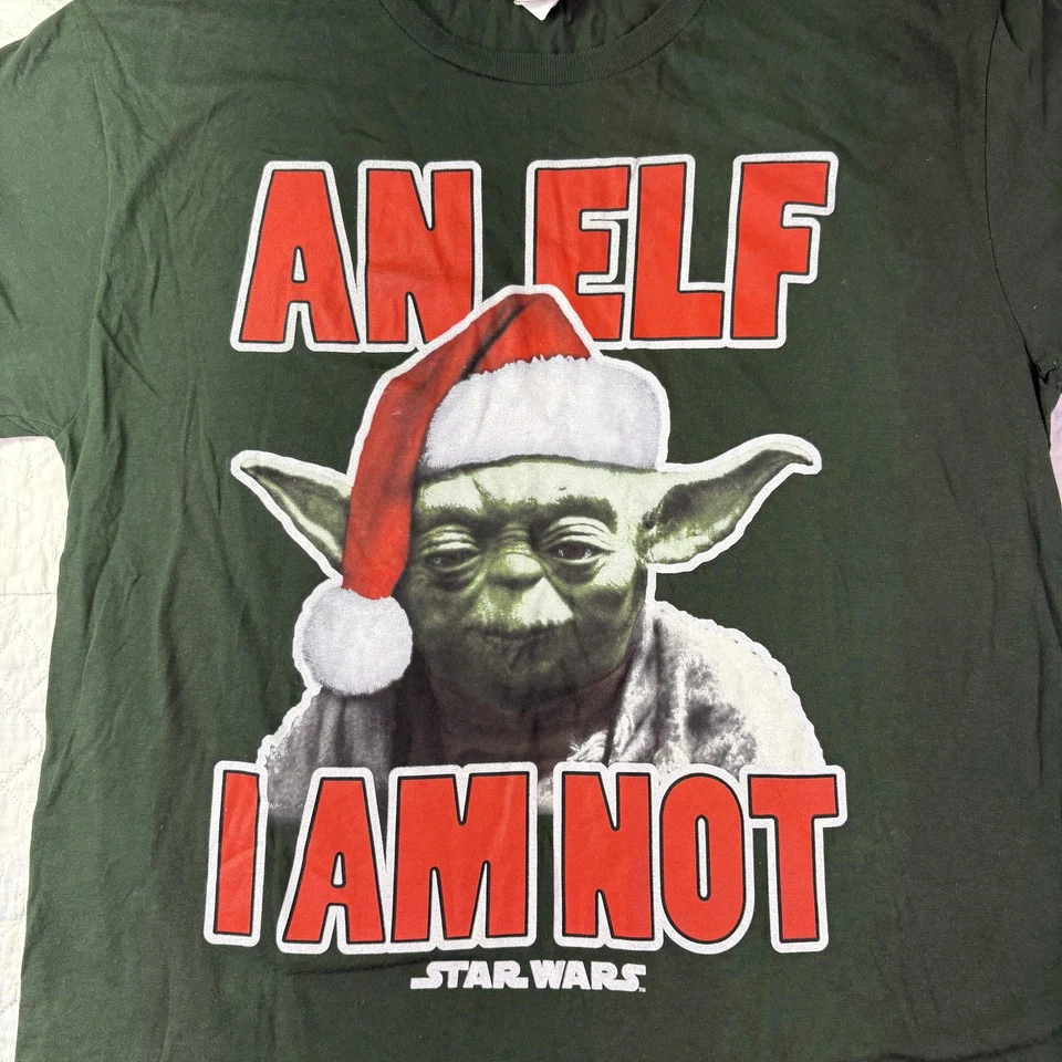 Camisa Star Wars Yoda Para Hombre Grande Verde Navidad Un Elfo No Soy Camiseta Gráfica Foto 2 de 4